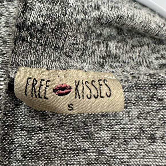 Free Kisses Women's Cardigan Gray Open Knit ruched sleeves sz‎ S Rayon GUC - Picture 2 of 5